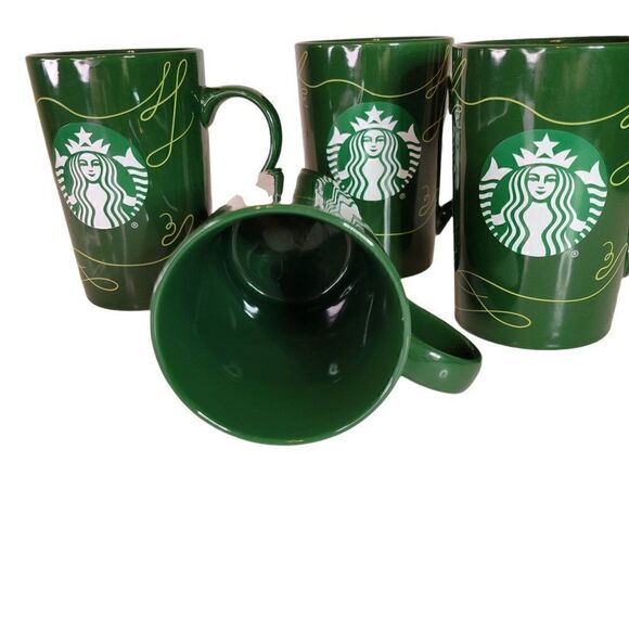 Starbucks 2020 - 11oz. Green Holiday Christmas Mugs - Set of 4 - Picture 3 of 9
